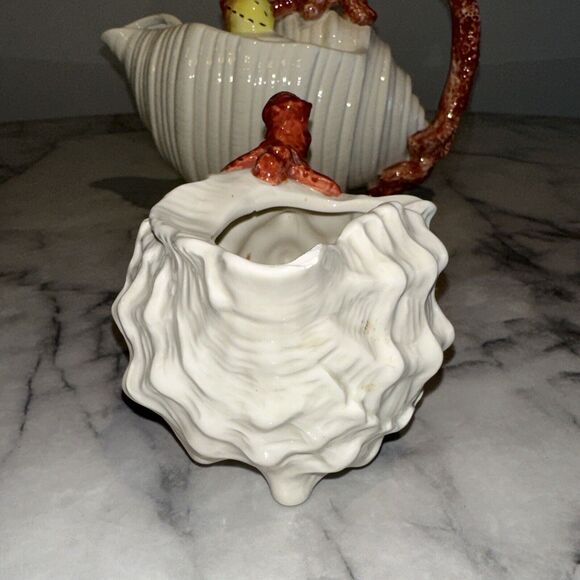 Fitz & Floyd Vintage 1989 Oceana Conch Shell Teapot W/lid & Seahell Creamer SET - Picture 13 of 16